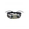 Bracelet Superposé en PU à Cordon Style Punk - Noir 