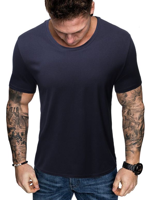 T-shirt Goutte Epaule en Couleur Unie - Ardoise bleue foncée 2XL