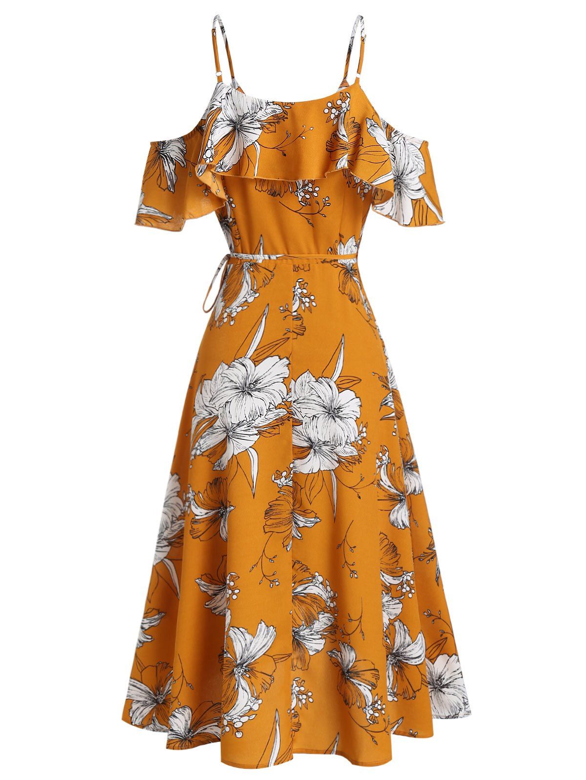 open shoulder wrap dress