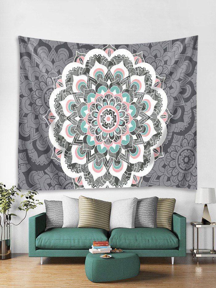 [41% OFF] 2020 Bohemian Floral Pattern Decor Wall Tapestry In GRAY