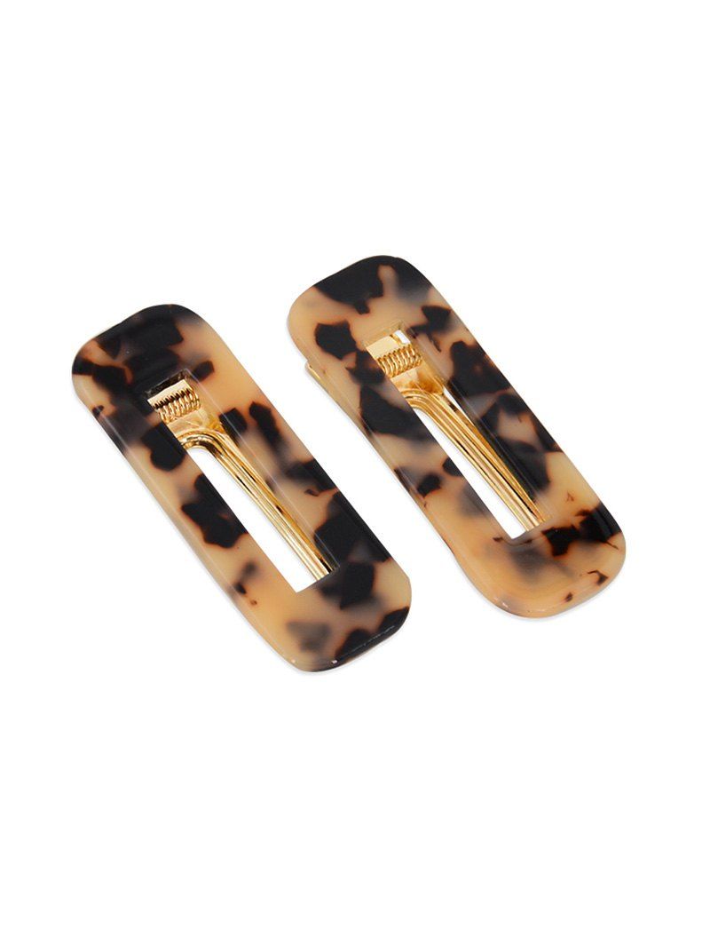 

2Pcs Rectangle Marbling Hairgrips Set, Brown