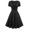 Vintage Bow Tie Pin Up Dress - BLACK 3XL