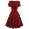 Vintage Bow Tie Pin Up Dress - RED WINE M
