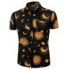 Chemise Boutonnée Lune et Etoile Imprimées - Noir S