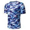 T-shirt Décontracté Camouflage Imprimé à Manches Courtes - Bleu L