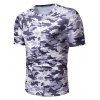 T-shirt Décontracté Camouflage Imprimé à Manches Courtes - Gris Clair XL