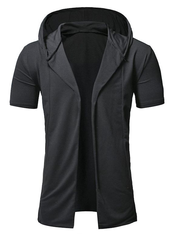 T-shirt Décontracté à Capuche en Couleur Unie Design - Noir XL