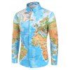 Chemise boutonnée cachée avec une carte du monde - multicolor M