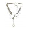 Layered Chain Faux Pearl Necklace - SILVER 