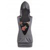 Débardeur à Capuche de Grande Taille avec Haut Fleuri à Bretelle Fausse - Gris 2X