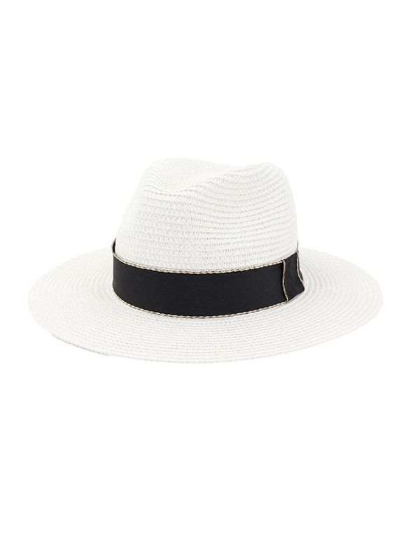 Chapeau Panama Résistant au Soleil avec Ruban - Blanc 
