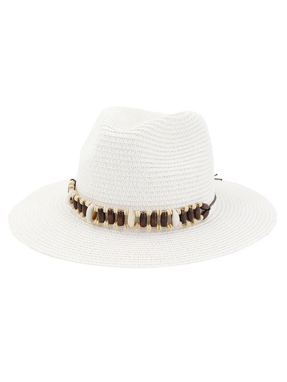 Chapeau de Panama Vintage Perlé Sculpté - Blanc 