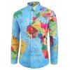 Chemise Graphique Détaillée Carte du Monde Imprimée - multicolor 2XL