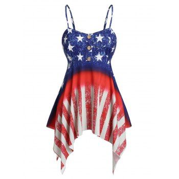 

Plus Size Handkerchief American Flag Slip Top, Blue