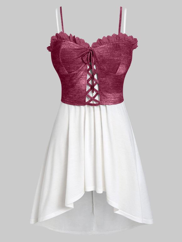 Débardeur en Couleur Unie de Grande Taille avec Gilet à Bretelle - Rose Brûlé L