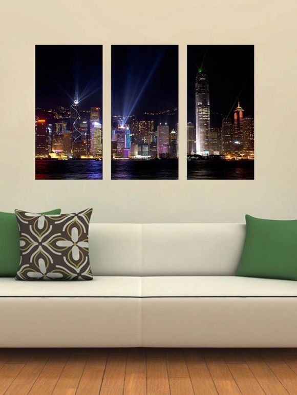 3PCS autocollants muraux motif nuit de Hong Kong - multicolor 20 X 40CM X 3PCS