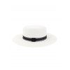 Chapeau de Jazz Style Vintage Tissé en Paille - Blanc 