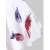 Maillot de Bain Tankini Gainant Découpé à Imprimé Plume en Treillis à Volants de Plage - multicolor A 3XL