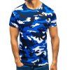 T-shirt Camouflage Imprimé à Col Rond - Bleu clair S