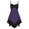 Robe Zippée au Dos à Bretelle Imprimée de Grande Taille - Pourpre 5X