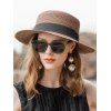 Chapeau de Soleil Tressé en Paille avec Ruban Design - Café profond 