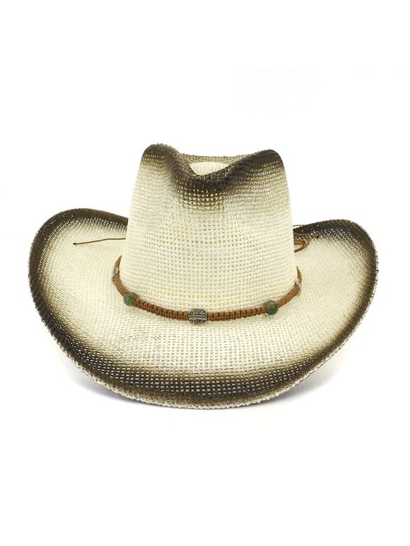 Chapeau de Soleil de Cowboy de Plage en Paille - Blanc Lait 
