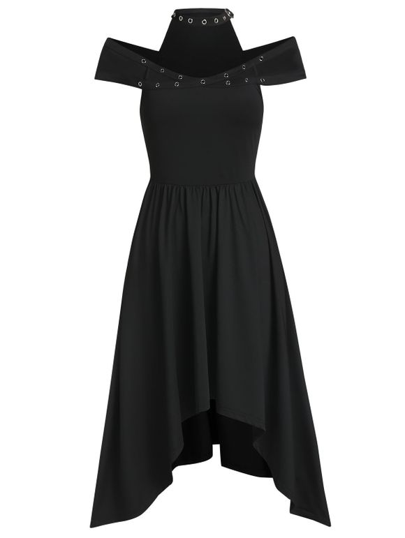 Robe Gothique Haute Basse à Œillet - Noir 2XL