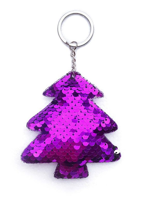 Porte-clés Pendante Sapin de Noël à Paillettes - Fleur Violet 