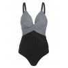 Twisted Striped One-piece Swimsuit - BLACK L