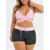 Maillot de Bain Bikini Enveloppée Croisée de Grande Taille à Col Halter - multicolor 5X