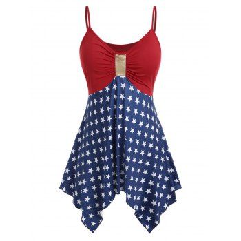 

Plus Size Handkerchief American Flag Cami Top, Red