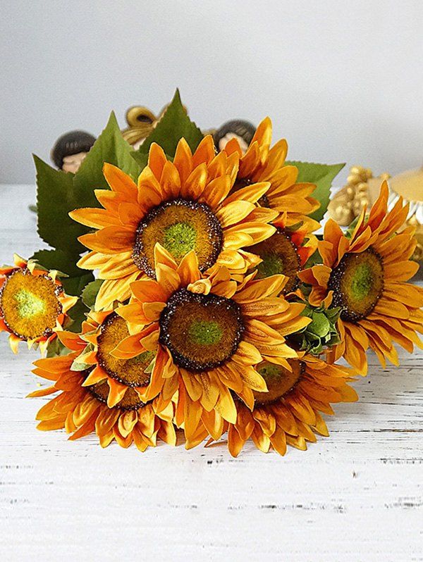 

Home Decor Artificial Sunflowers, Golden brown