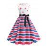 Drapeau américain ceinturé vintage une robe de ligne - multicolor C 2XL