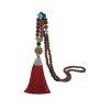 Collier Vintage Ethnique à Frange Style Tibet - Rouge 