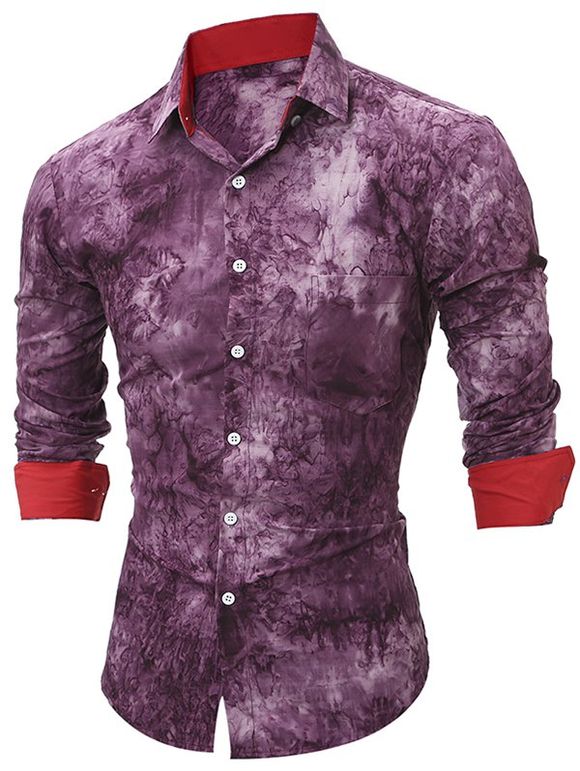 Chemise Ajustée Contrastée Teintée - Rouge Violet Moyen S