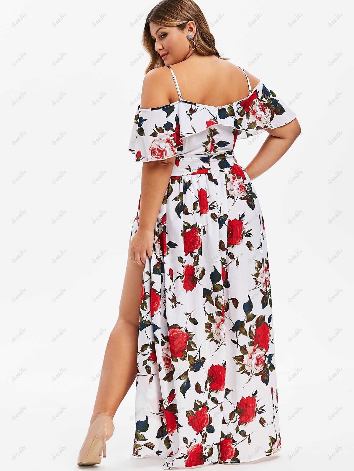 DressLily.com: Photo Gallery - Plus Size Floral Open Shoulder Dress