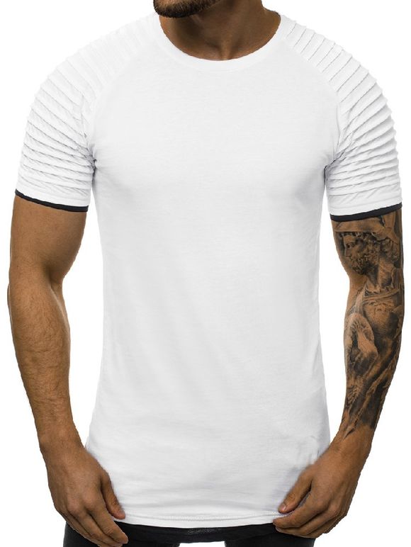 T-shirt Décontracté Drapé à Manches Courtes - Blanc S