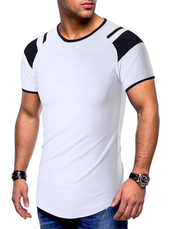T-shirt Panneau en Blocs de Couleurs à Manches Raglan - Blanc S