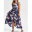 Plus Size Floral Print Sleeveless High Low Maxi Dress - CADETBLUE 5X