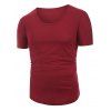 T-shirt Décontracté en Couleur Unie à Manches Courtes - Rouge Vineux XL