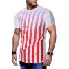 T-shirt Décontracté Rayé Imprimé - Rouge 2XL