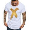 T-shirt Décontracté Peinture de Croix Imprimée - Blanc 2XL