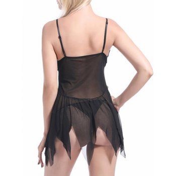 Buy Lace Panel Mesh Flyaway Handkerchief Babydoll. Picture