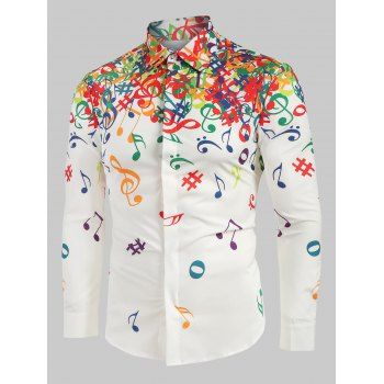 

Musical Note Pattern Long Sleeves Shirt, White