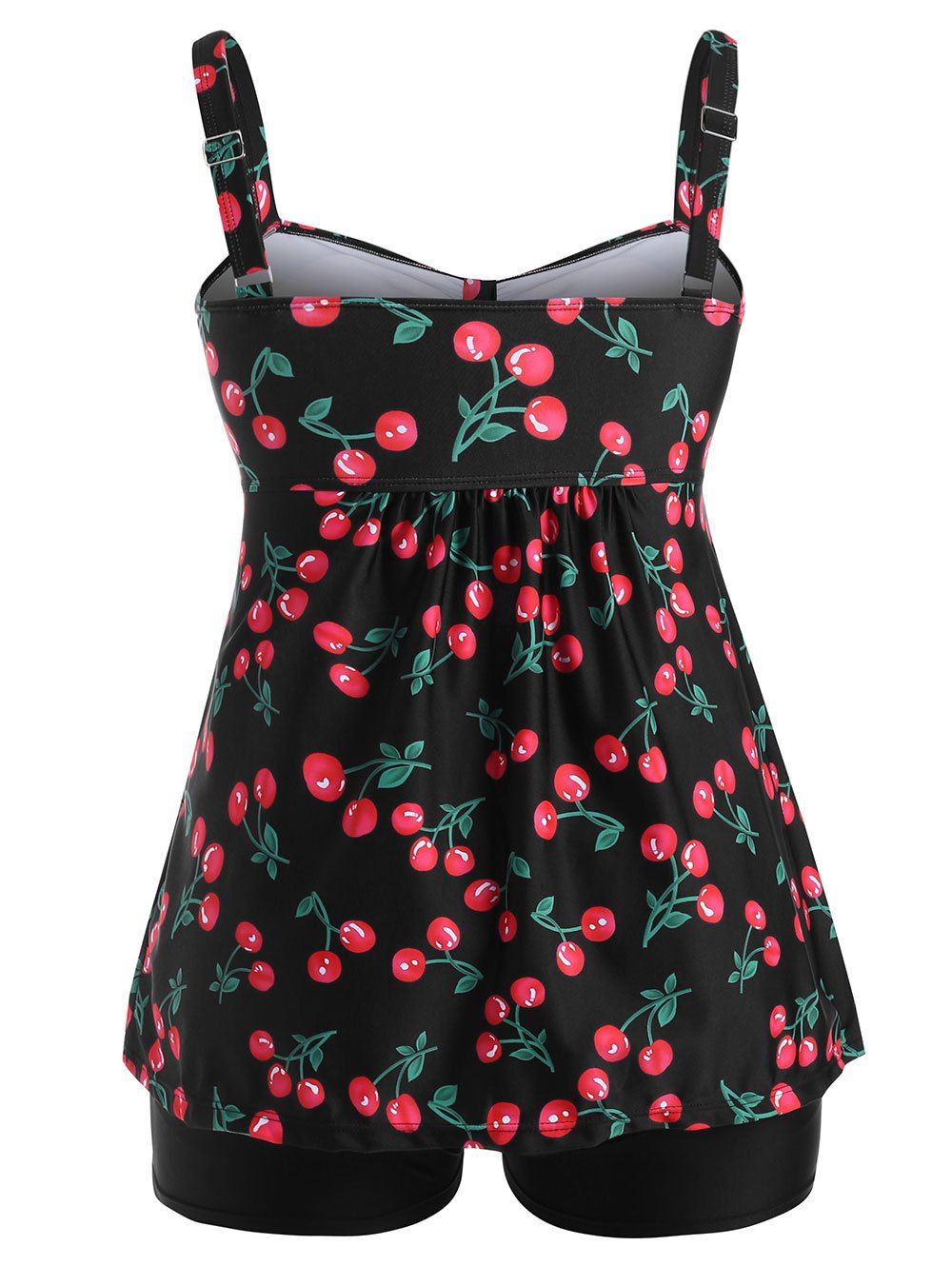 [29% OFF] 2020 Cherry Print Plus Size Skirted Tankini Swimsuit In BLACK ...