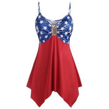 

Plus Size Handkerchief American Flag Cami Top, Multicolor