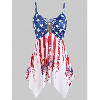 

Plus Size Handkerchief American Flag Cami Top, White
