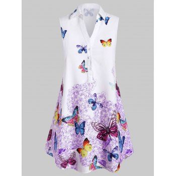 

Plus Size Sleeveless Butterfly Print Blouse, Purple