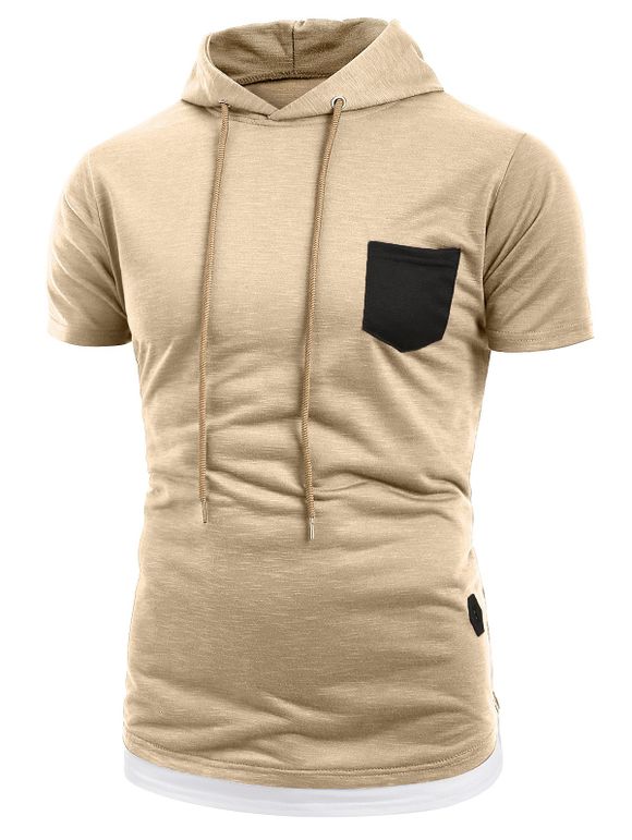 Casual Pocket T-shirt avec cordon de serrage à capuchon - Bronze M