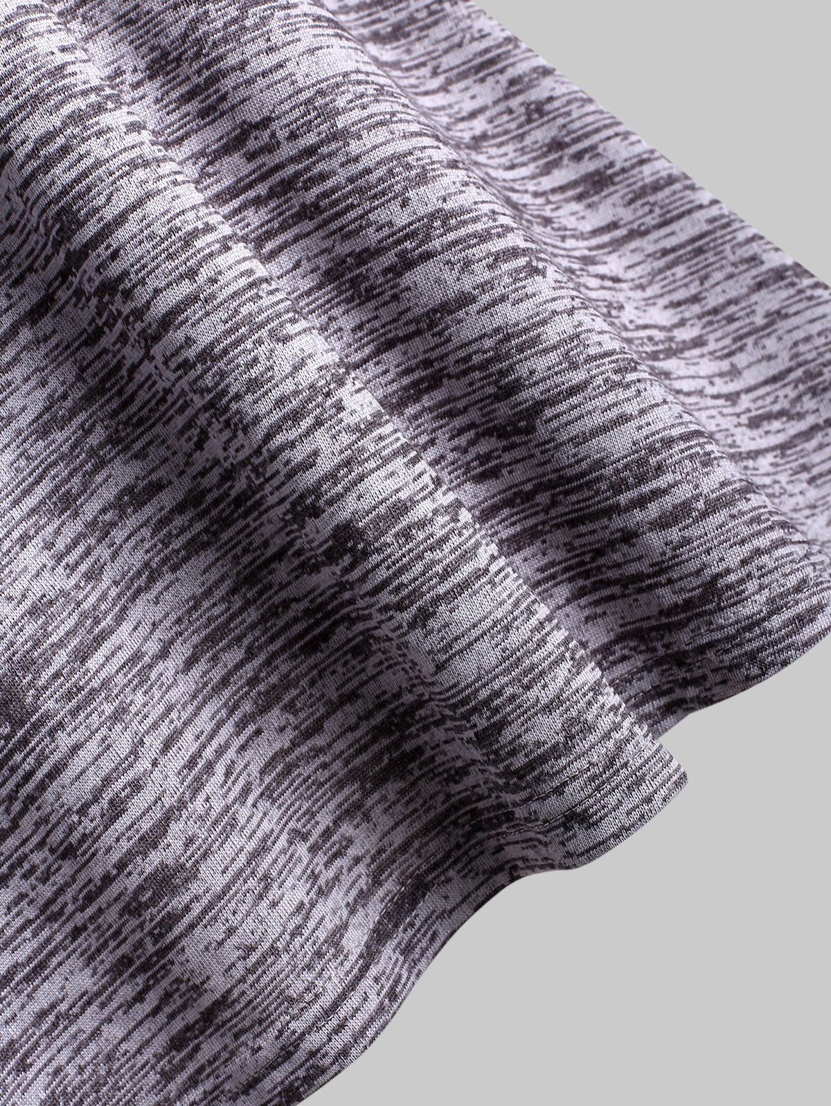 Plus Size Space Dye Applique Panel Fringed Tee - LIGHT GRAY 3X